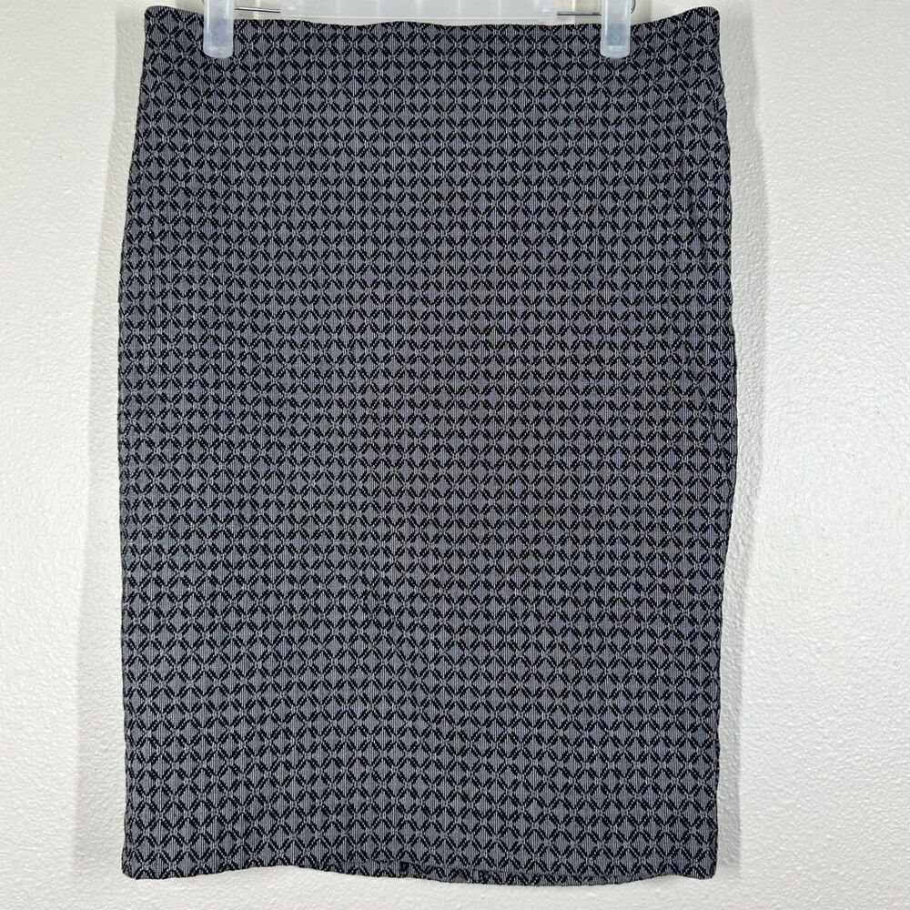 Van Heusen Skirt Womens 4 Stretch Pencil Knee Length Black Gray Geometric Office